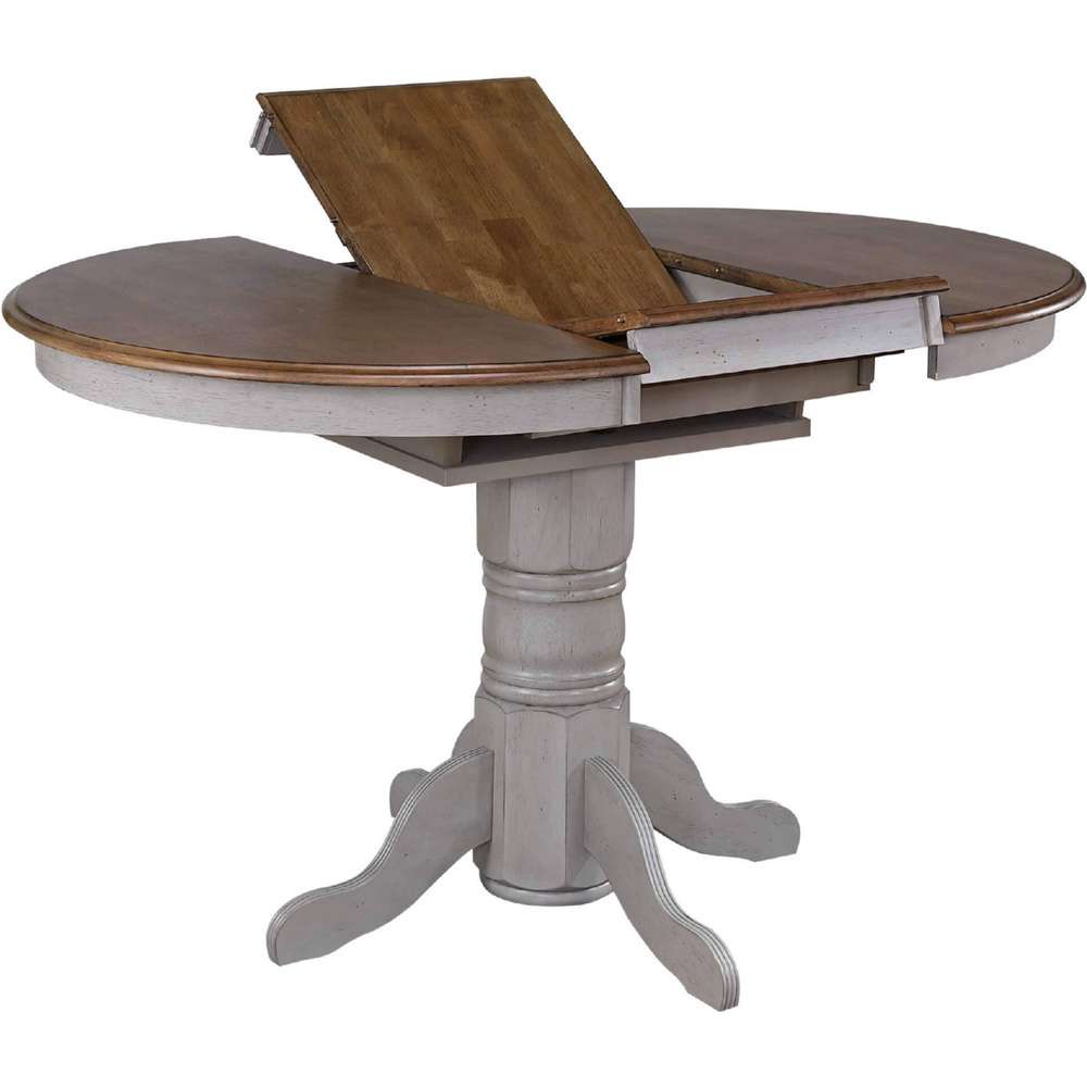 Sunset Trading - Country Grove 6 Piece Round or Oval Extendable Pub Table Set - 4 Barstools with Arms - Lighted China Cabinet - Distressed Gray and Brown Wood - DLU-CG4260CB30AGOBH6 veiw 3