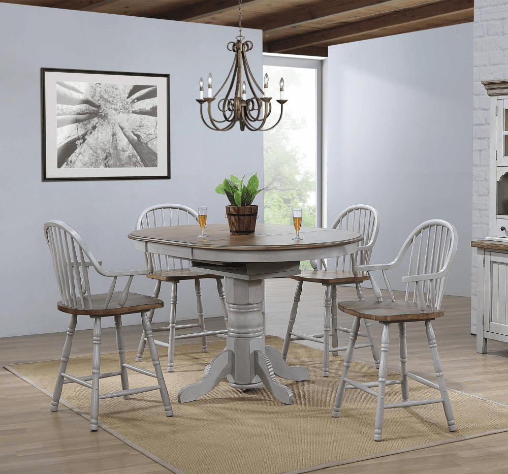Sunset Trading - Country Grove Round or Oval Extendable Pub Table - Distressed Gray and Brown Wood - DLU-CG4260CB-GO veiw 6