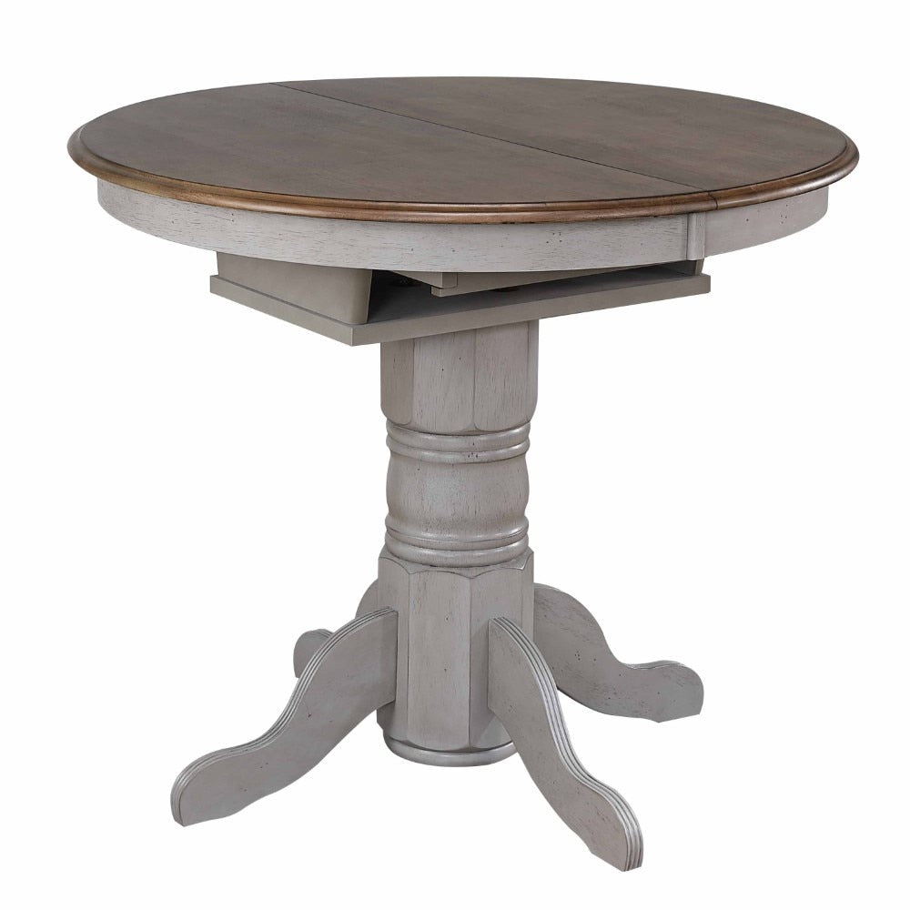Sunset Trading - Country Grove 5 Piece Round or Oval Extendable Pub Table Set - 4 Barstools with Arms - Distressed Gray and Brown Wood - DLU-CG4260CB30AGO5 veiw 6