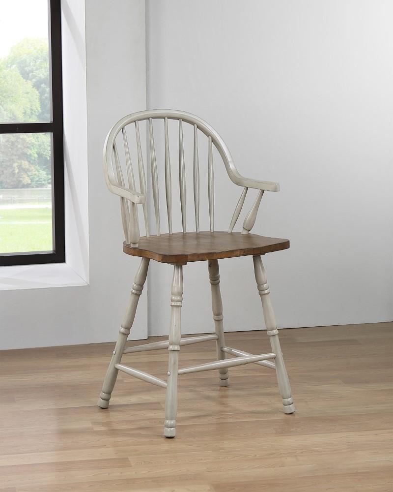 Sunset Trading - Country Grove 24in Windsor Bar and Counter Stool with Arms - Distressed Gray and Brown Wood (Set of 2) - DLU-CG-B3024A-GO-2 veiw 3