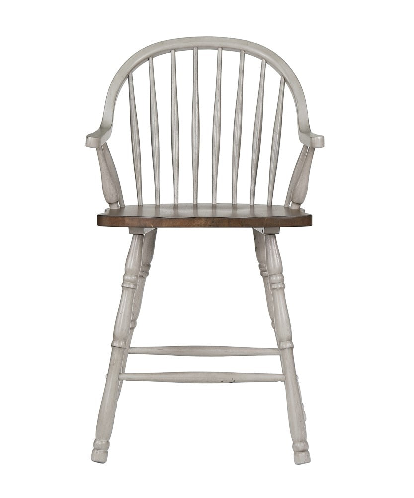 Sunset Trading - Country Grove 24in Windsor Bar and Counter Stool with Arms - Distressed Gray and Brown Wood (Set of 2) - DLU-CG-B3024A-GO-2 veiw 4