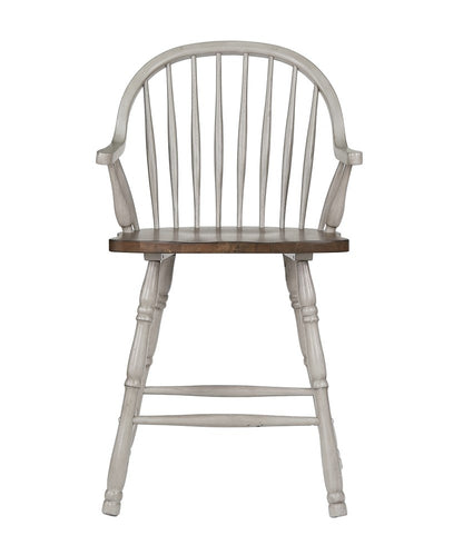 Sunset Trading - Country Grove 24in Windsor Bar and Counter Stool with Arms - Distressed Gray and Brown Wood (Set of 2) - DLU-CG-B3024A-GO-2 veiw 4