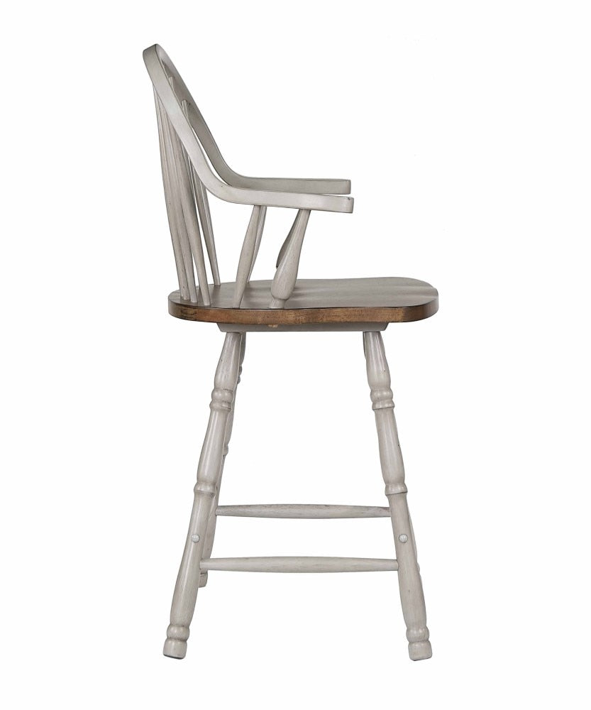 Sunset Trading - Country Grove 24in Windsor Bar and Counter Stool with Arms - Distressed Gray and Brown Wood (Set of 2) - DLU-CG-B3024A-GO-2 veiw 5