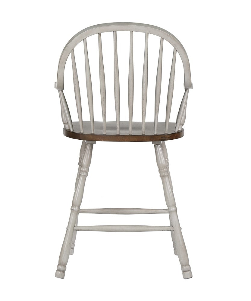 Sunset Trading - Country Grove 24in Windsor Bar and Counter Stool with Arms - Distressed Gray and Brown Wood (Set of 2) - DLU-CG-B3024A-GO-2 veiw 6