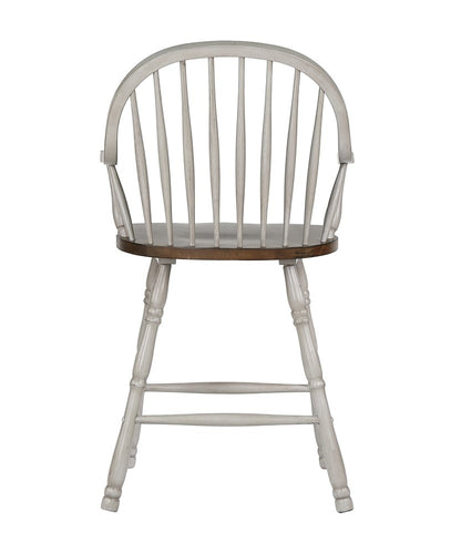 Sunset Trading - Country Grove 24in Windsor Bar and Counter Stool with Arms - Distressed Gray and Brown Wood (Set of 2) - DLU-CG-B3024A-GO-2 veiw 6