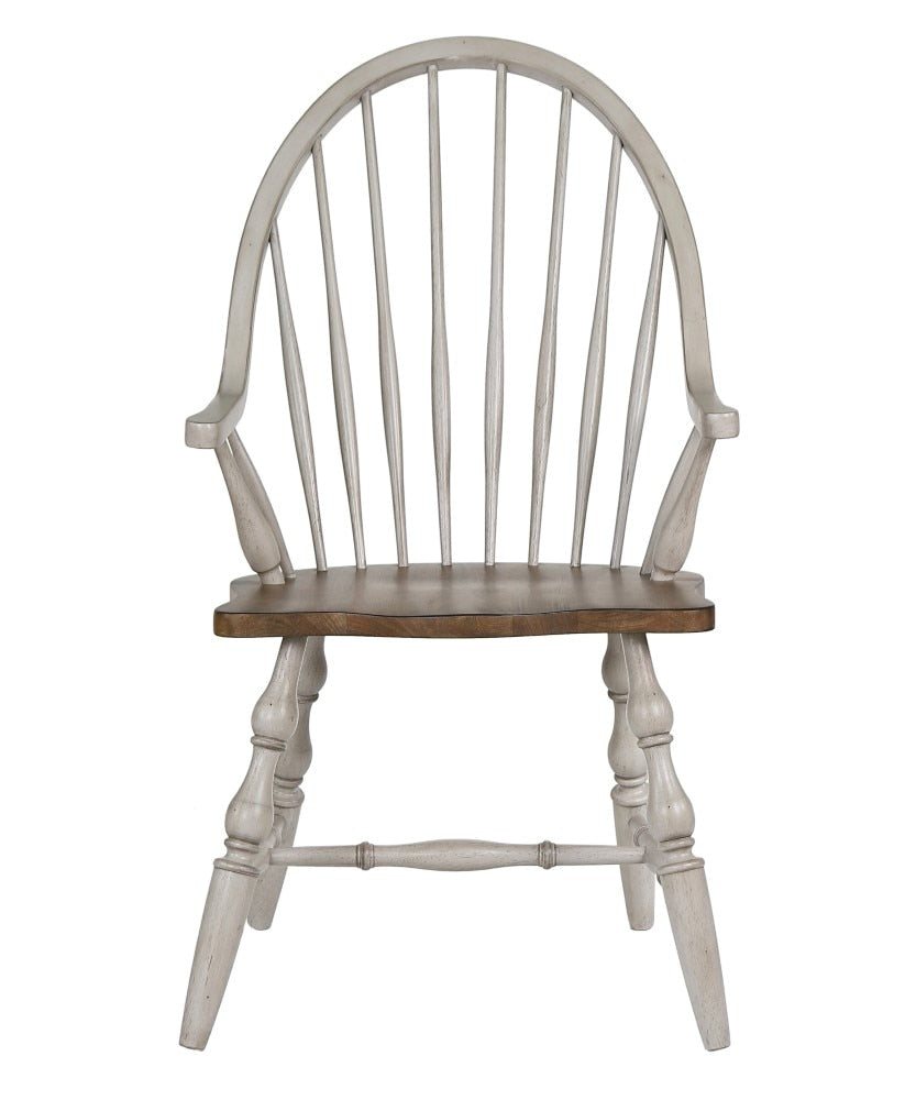 Sunset Trading - Country Grove Windsor Dining Chair with Arms- Distressed Gray and Brown Wood - DLU-CG-C30A-GO veiw 4