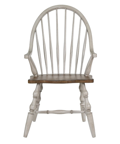 Sunset Trading - Country Grove Windsor Dining Chair with Arms- Distressed Gray and Brown Wood - DLU-CG-C30A-GO veiw 4