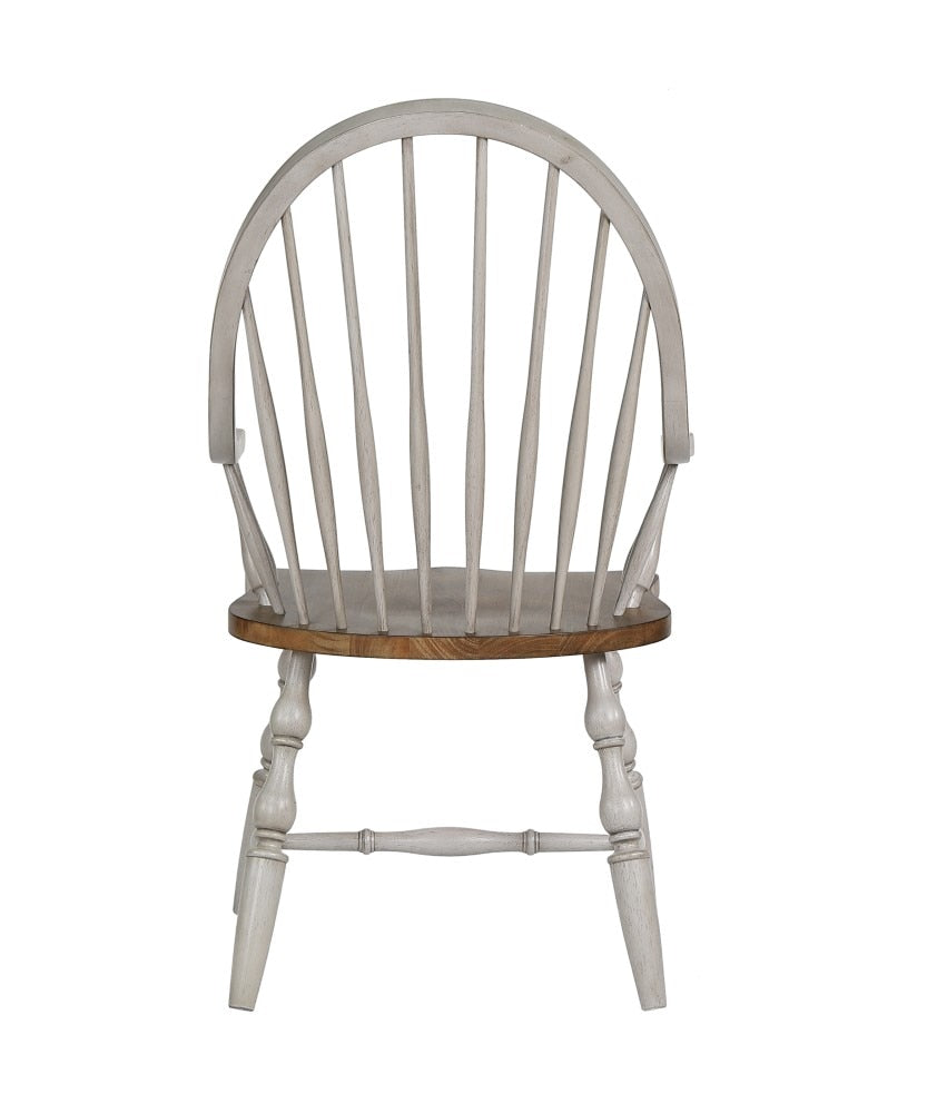 Sunset Trading - Country Grove Windsor Dining Chair with Arms- Distressed Gray and Brown Wood - DLU-CG-C30A-GO veiw 5