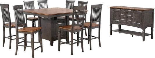 Sunset Trading - Dakota 10 PC Counter Height Extendable 42-54in Pub Dining Table Set with Built in Storage  - Distressed Brown and Ash Gray - DLU-DK5454C-B70-SB10P veiw 1