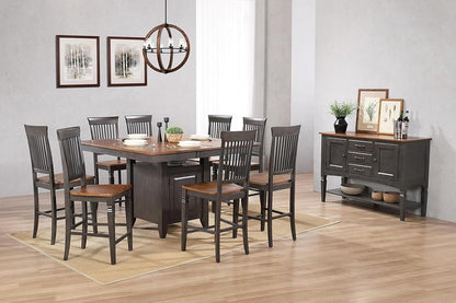 Sunset Trading - Dakota 10 PC Counter Height Extendable 42-54in Pub Dining Table Set with Built in Storage  - Distressed Brown and Ash Gray - DLU-DK5454C-B70-SB10P veiw 2