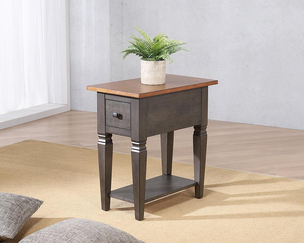 Sunset Trading - Dakota 14in Narrow End Table with Drawer & Shelf Storage  - Distressed Brown and Ash Gray - DLU-DK-2303-TA veiw 3
