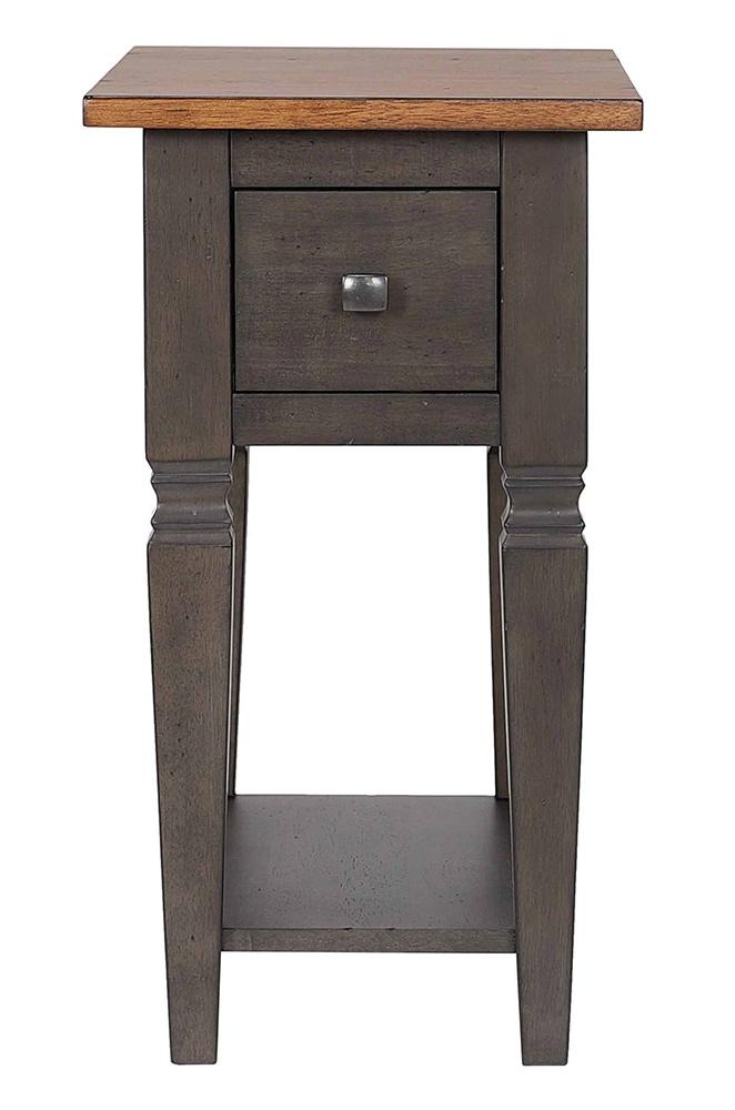 Sunset Trading - Dakota 14in Narrow End Table with Drawer & Shelf Storage  - Distressed Brown and Ash Gray - DLU-DK-2303-TA veiw 4