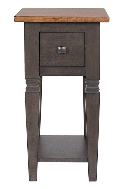 Sunset Trading - Dakota 14in Narrow End Table with Drawer & Shelf Storage  - Distressed Brown and Ash Gray - DLU-DK-2303-TA veiw 4