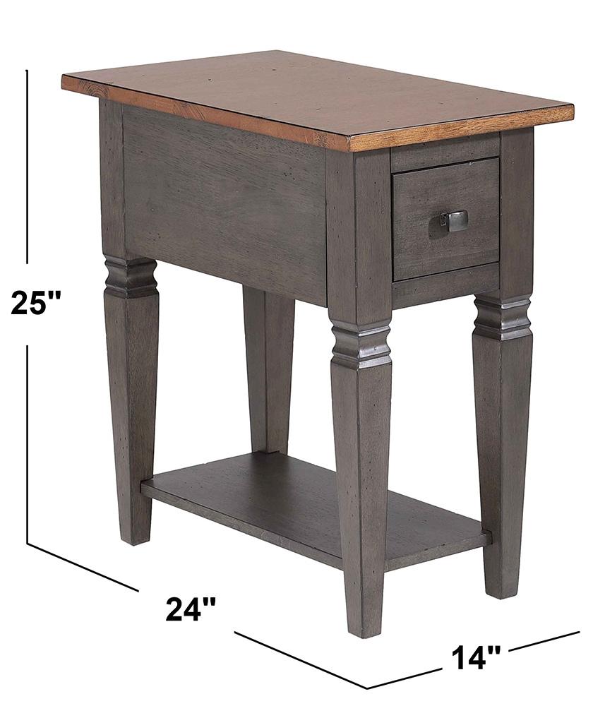 Sunset Trading - Dakota 14in Narrow End Table with Drawer & Shelf Storage  - Distressed Brown and Ash Gray - DLU-DK-2303-TA veiw 8