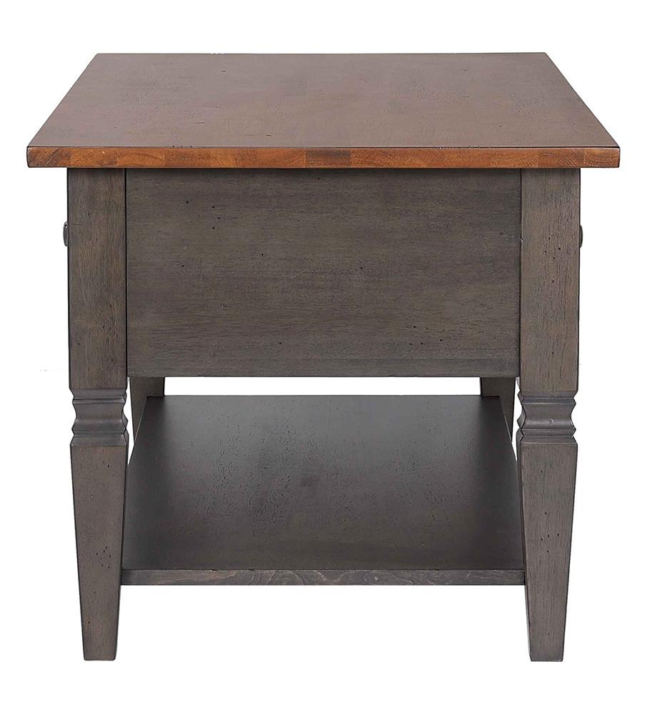 Sunset Trading - Dakota 22x44 Rectangular Coffee Table with Drawers and Storage Shelf  - Distressed Brown and Ash Gray - DLU-DK-2308-TA veiw 5
