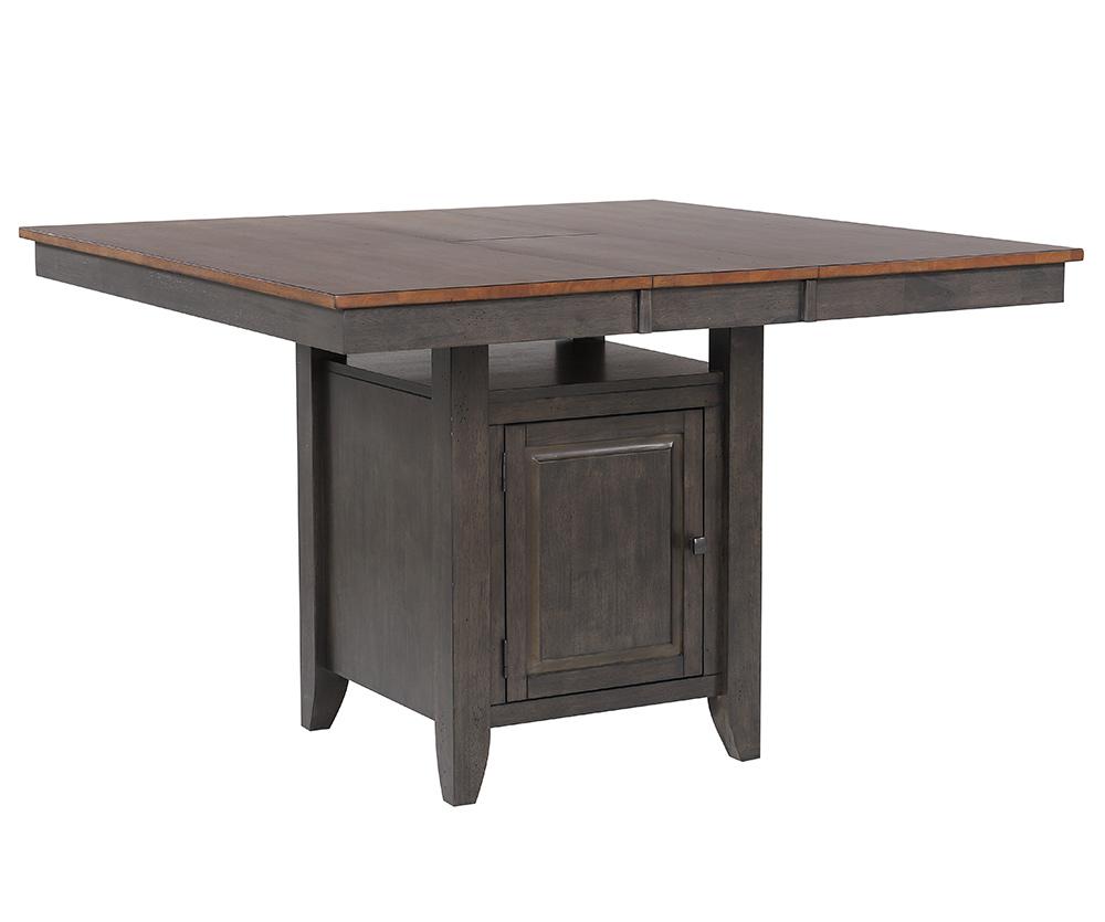 Sunset Trading - Dakota 42-54in Counter Height Expandable Butterfly Leaf Dining Table with Storage Cabinet, Shelf  - Distressed Brown and Ash Gray - DLU-DK5454C-TA veiw 1