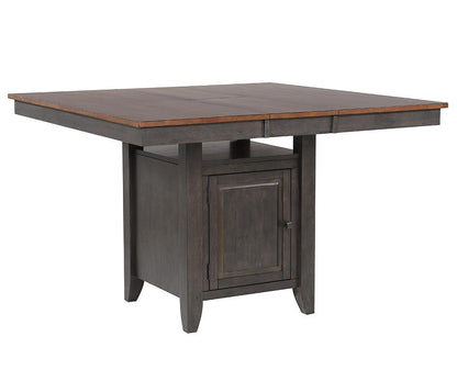 Sunset Trading - Dakota 42-54in Counter Height Expandable Butterfly Leaf Dining Table with Storage Cabinet, Shelf  - Distressed Brown and Ash Gray - DLU-DK5454C-TA veiw 1