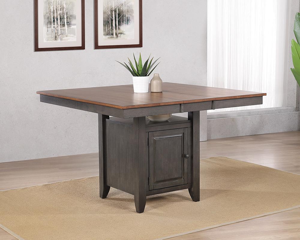 Sunset Trading - Dakota 42-54in Counter Height Expandable Butterfly Leaf Dining Table with Storage Cabinet, Shelf  - Distressed Brown and Ash Gray - DLU-DK5454C-TA veiw 3