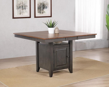 Sunset Trading - Dakota 42-54in Counter Height Expandable Butterfly Leaf Dining Table with Storage Cabinet, Shelf  - Distressed Brown and Ash Gray - DLU-DK5454C-TA veiw 3