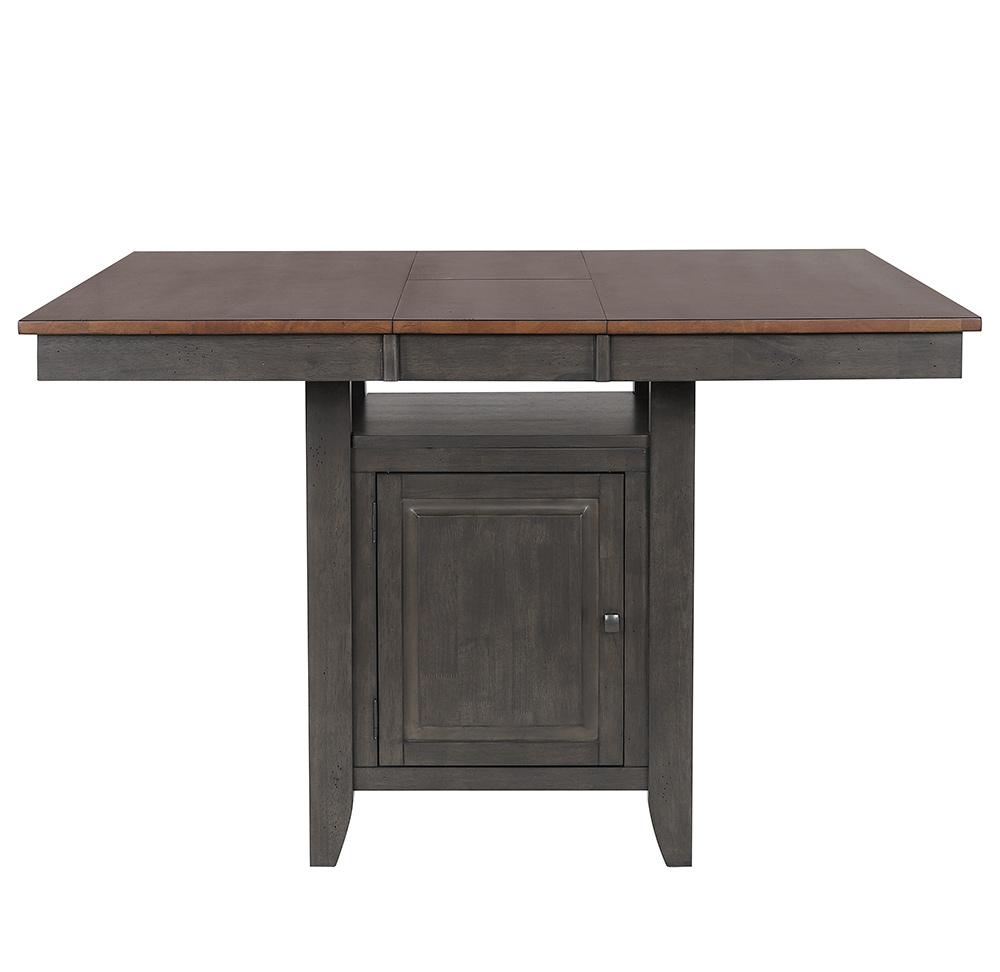 Sunset Trading - Dakota 42-54in Counter Height Expandable Butterfly Leaf Dining Table with Storage Cabinet, Shelf  - Distressed Brown and Ash Gray - DLU-DK5454C-TA veiw 4