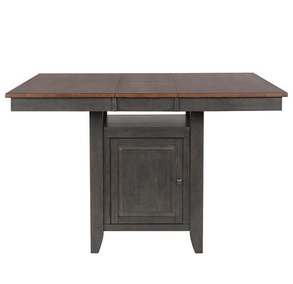 Sunset Trading - Dakota 42-54in Counter Height Expandable Butterfly Leaf Dining Table with Storage Cabinet, Shelf  - Distressed Brown and Ash Gray - DLU-DK5454C-TA veiw 4