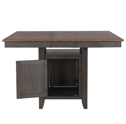 Sunset Trading - Dakota 42-54in Counter Height Expandable Butterfly Leaf Dining Table with Storage Cabinet, Shelf  - Distressed Brown and Ash Gray - DLU-DK5454C-TA veiw 5