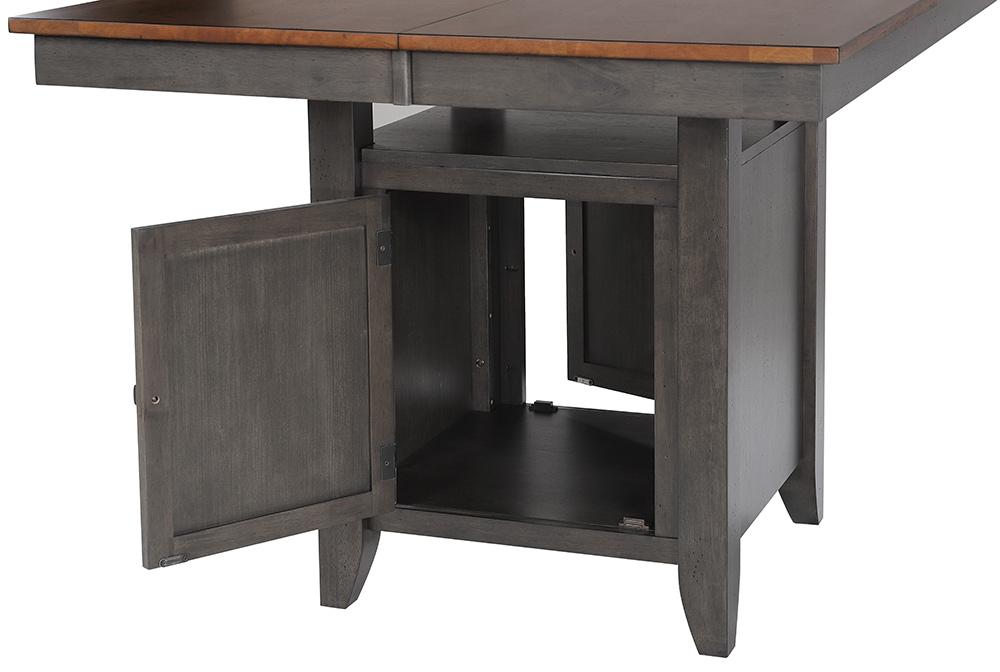 Sunset Trading - Dakota 42-54in Counter Height Expandable Butterfly Leaf Dining Table with Storage Cabinet, Shelf  - Distressed Brown and Ash Gray - DLU-DK5454C-TA veiw 7