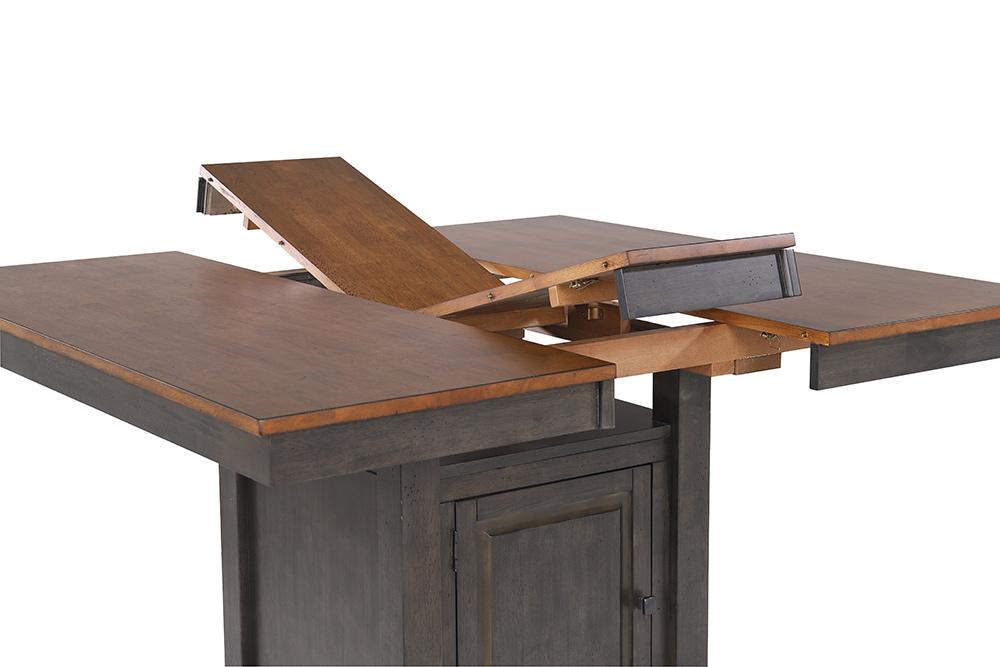 Sunset Trading - Dakota 42-54in Counter Height Expandable Butterfly Leaf Dining Table with Storage Cabinet, Shelf  - Distressed Brown and Ash Gray - DLU-DK5454C-TA veiw 8