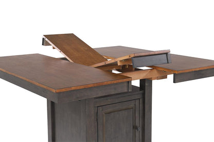 Sunset Trading - Dakota 42-54in Counter Height Expandable Butterfly Leaf Dining Table with Storage Cabinet, Shelf  - Distressed Brown and Ash Gray - DLU-DK5454C-TA veiw 8