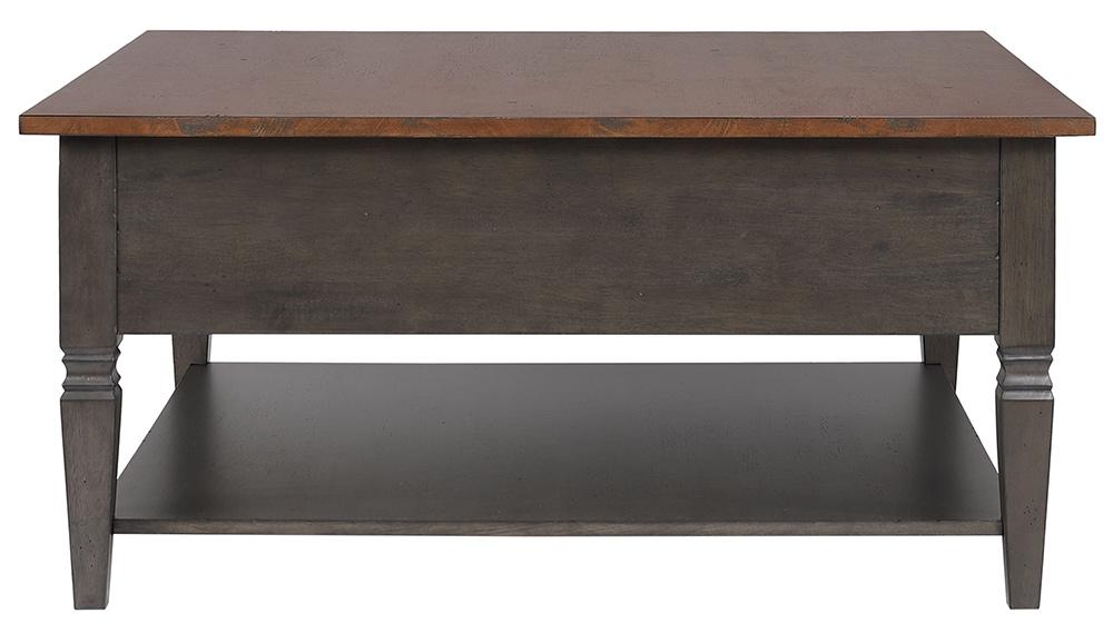 Sunset Trading - Dakota 42in Square Coffee Table with Drawers and Storage Shelf  - Distressed Brown and Ash Gray - DLU-DK-2307-TA veiw 5