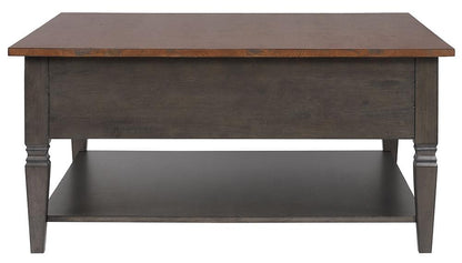 Sunset Trading - Dakota 42in Square Coffee Table with Drawers and Storage Shelf  - Distressed Brown and Ash Gray - DLU-DK-2307-TA veiw 5