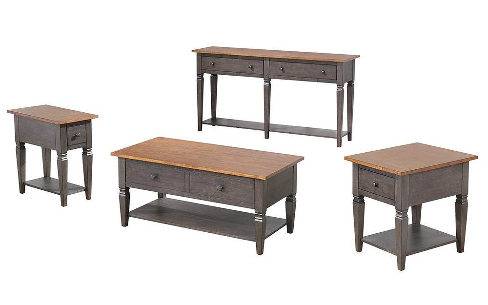 Sunset Trading - Dakota 4PC Coffee Table Set w Drawers & Storage Shelves  - Distressed Brown and Ash Gray - DLU-DK-2302-03-04-08-TA veiw 1