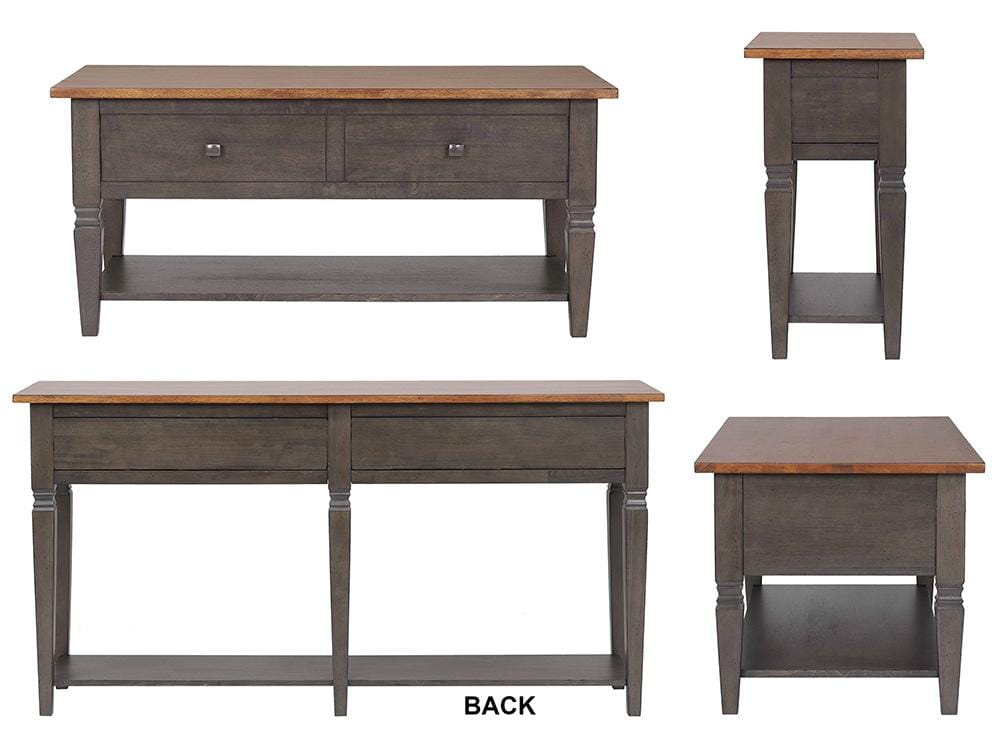 Sunset Trading - Dakota 4PC Coffee Table Set w Drawers & Storage Shelves  - Distressed Brown and Ash Gray - DLU-DK-2302-03-04-08-TA veiw 3