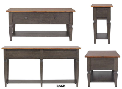 Sunset Trading - Dakota 4PC Coffee Table Set w Drawers & Storage Shelves  - Distressed Brown and Ash Gray - DLU-DK-2302-03-04-08-TA veiw 3