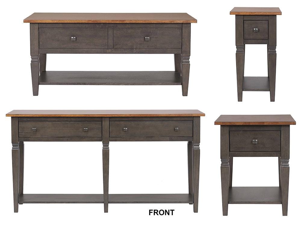 Sunset Trading - Dakota 4PC Coffee Table Set w Drawers & Storage Shelves  - Distressed Brown and Ash Gray - DLU-DK-2302-03-04-08-TA veiw 4