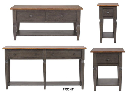 Sunset Trading - Dakota 4PC Coffee Table Set w Drawers & Storage Shelves  - Distressed Brown and Ash Gray - DLU-DK-2302-03-04-08-TA veiw 4