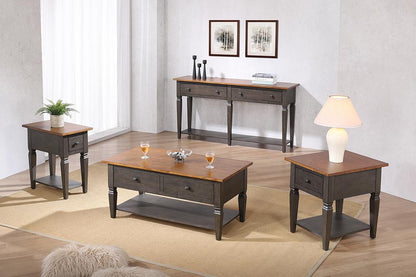 Sunset Trading - Dakota 4PC Coffee Table Set w Drawers & Storage Shelves  - Distressed Brown and Ash Gray - DLU-DK-2302-03-04-08-TA veiw 7