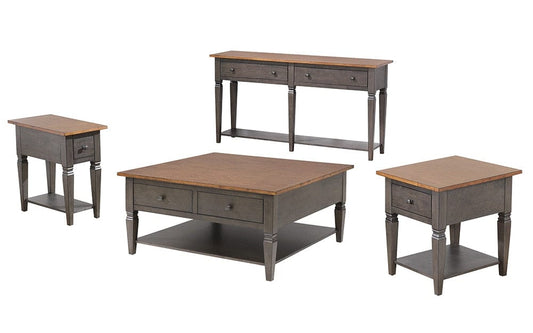 Sunset Trading - Dakota 4PC Coffee Table Set w Drawers & Storage Shelves  - Distressed Brown and Ash Gray - DLU-DK-2302-03-04-07-TA veiw 1