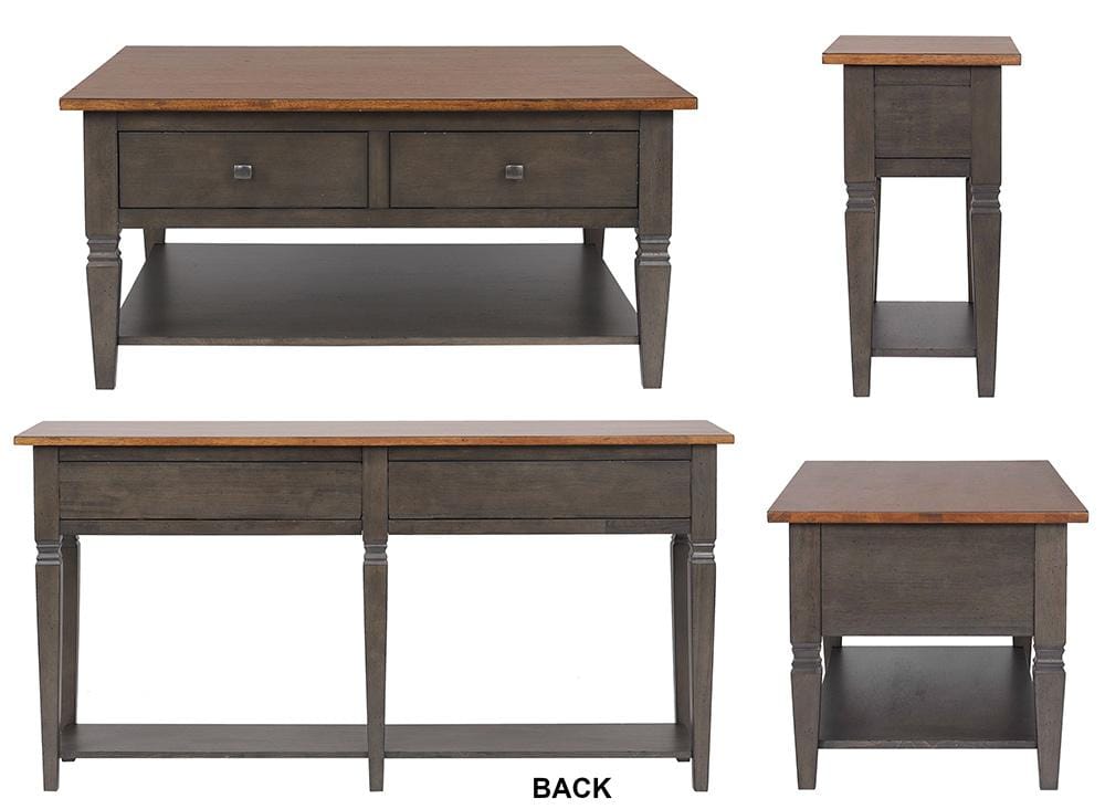 Sunset Trading - Dakota 4PC Coffee Table Set w Drawers & Storage Shelves  - Distressed Brown and Ash Gray - DLU-DK-2302-03-04-07-TA veiw 3