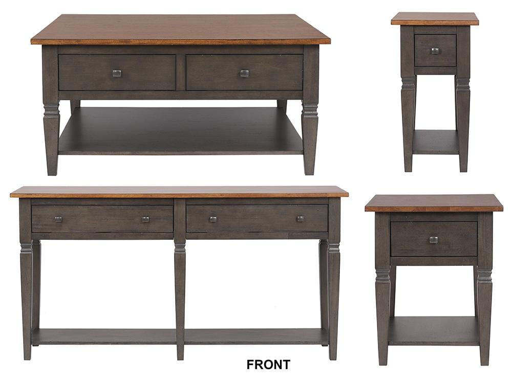 Sunset Trading - Dakota 4PC Coffee Table Set w Drawers & Storage Shelves  - Distressed Brown and Ash Gray - DLU-DK-2302-03-04-07-TA veiw 4