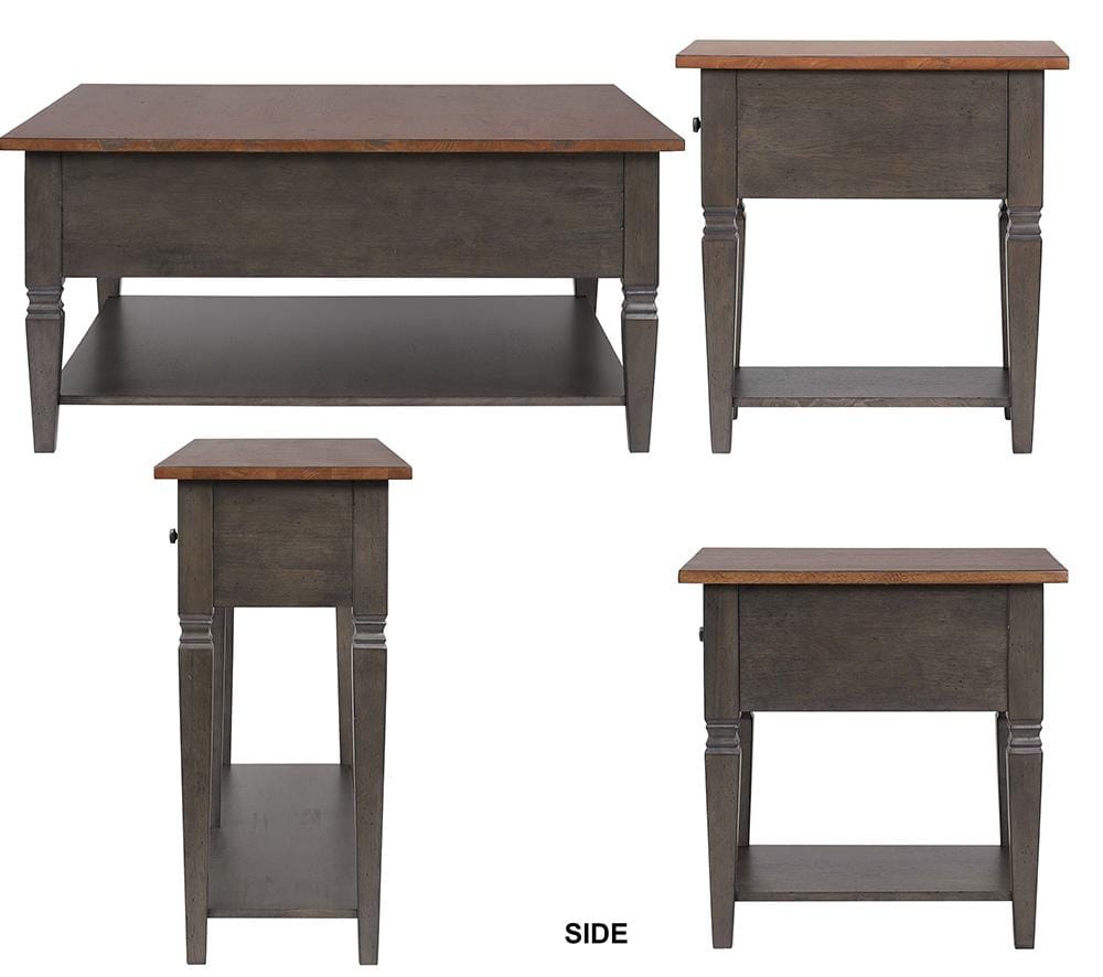 Sunset Trading - Dakota 4PC Coffee Table Set w Drawers & Storage Shelves  - Distressed Brown and Ash Gray - DLU-DK-2302-03-04-07-TA veiw 5
