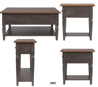 Sunset Trading - Dakota 4PC Coffee Table Set w Drawers & Storage Shelves  - Distressed Brown and Ash Gray - DLU-DK-2302-03-04-07-TA veiw 5