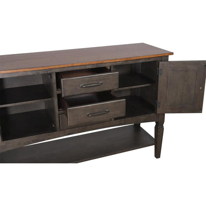 Sunset Trading - Dakota 54in Buffet Server Table with Cabinets Drawers and Shelf  - Distressed Brown and Ash Gray - DLU-DK1122-TA veiw 2