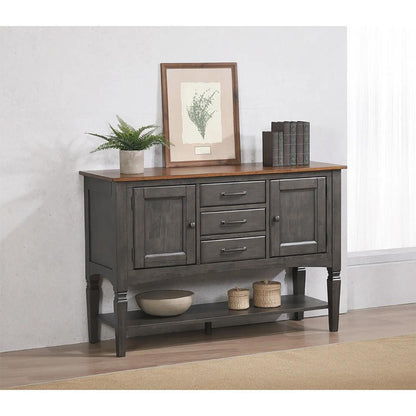Sunset Trading - Dakota 54in Buffet Server Table with Cabinets Drawers and Shelf  - Distressed Brown and Ash Gray - DLU-DK1122-TA veiw 3