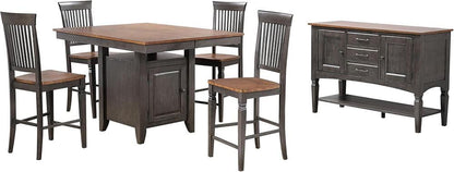 Sunset Trading - Dakota 6 PC Counter Height Extendable 42-54in Pub Dining Table Set with Built in Storage  - Distressed Brown and Ash Gray - DLU-DK5454C-B70-SB6P veiw 1