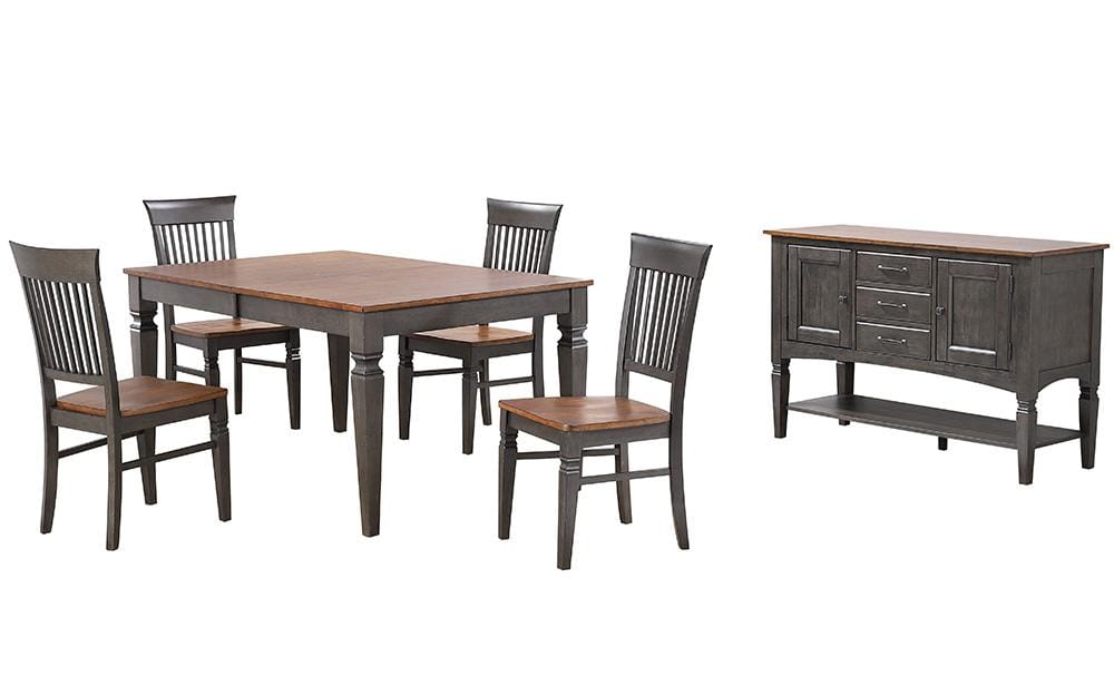 Sunset Trading - Dakota 6 Piece Expanding 60-78in Dining Table Set with 4 Slat Back Chairs  - Distressed Brown and Ash Gray - DLU-DK4078-C70-SB6P veiw 1