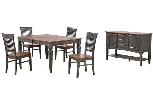 Sunset Trading - Dakota 6 Piece Expanding 60-78in Dining Table Set with 4 Slat Back Chairs  - Distressed Brown and Ash Gray - DLU-DK4078-C70-SB6P veiw 1
