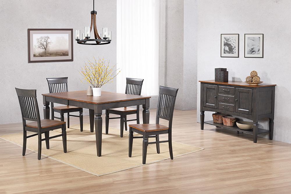 Sunset Trading - Dakota 6 Piece Expanding 60-78in Dining Table Set with 4 Slat Back Chairs  - Distressed Brown and Ash Gray - DLU-DK4078-C70-SB6P veiw 4