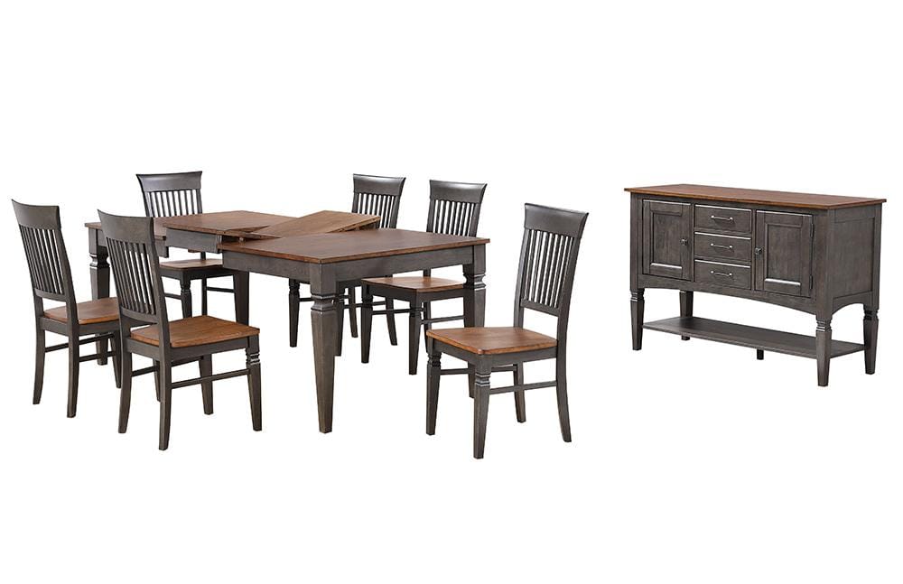 Sunset Trading - Dakota 6 Piece 60-78in Expanding Dining Table Set with 6 Slat Back Chairs  - Distressed Brown and Ash Gray - DLU-DK4078-C70-SB8P veiw 1