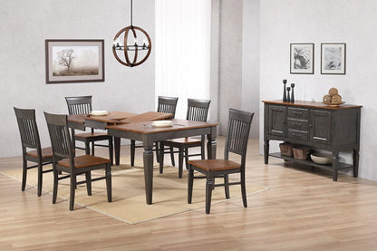 Sunset Trading - Dakota 6 Piece 60-78in Expanding Dining Table Set with 6 Slat Back Chairs  - Distressed Brown and Ash Gray - DLU-DK4078-C70-SB8P veiw 4